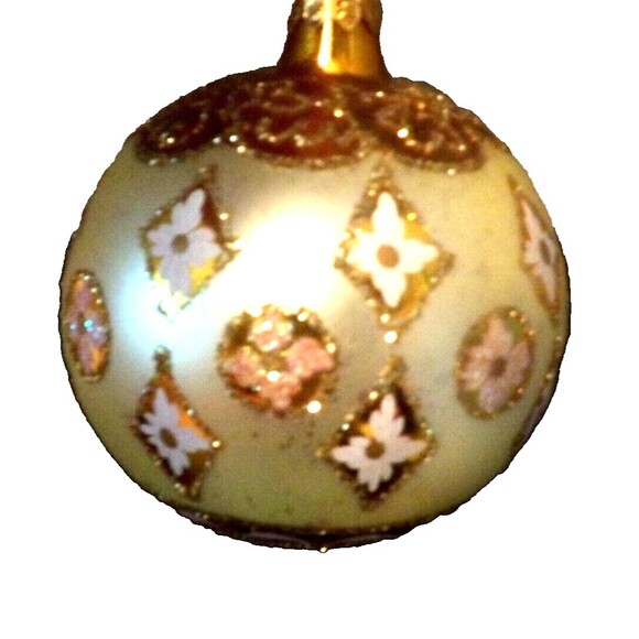 Caliks Artistry Blown Glass Christmas Ornaments 2 Vintage Polish & 1 Button Ball - Picture 2 of 16